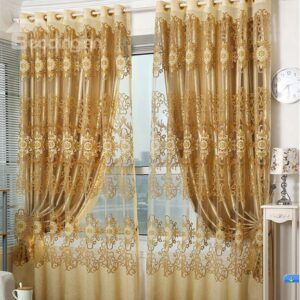 Hot Selling Modern Style Golden Color Custom Sheer Curtain