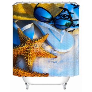 Wonderful Fashion Sandbeach and Starfish 3D Shower Curtain