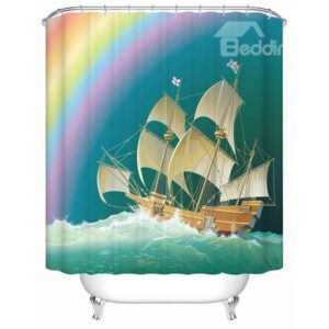 Glamorous Charming Rainbow and Clipper 3D Shower Curtain