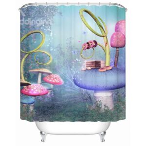 Fancy Fairytale Colorful Mushroom World 3D Shower Curtain