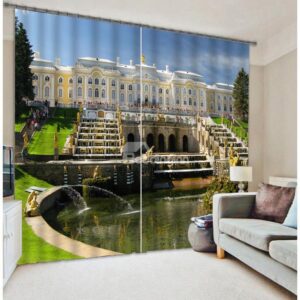 High Quality Polyester 3D Scenery Two Panels Curtain