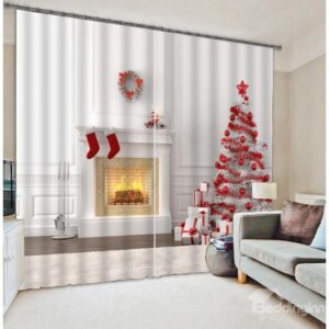 3D Christmas Decoration Print Energy Saving Curtain