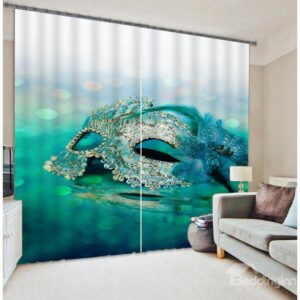 3D Mask Print Two Panels Polyester Curtain