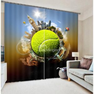 3D Creative Design Energy Saving Two Panels Curtain
