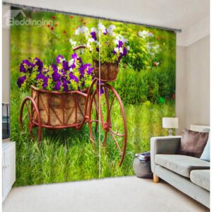 3D Colorful Flowers Print Two Panels Curtain