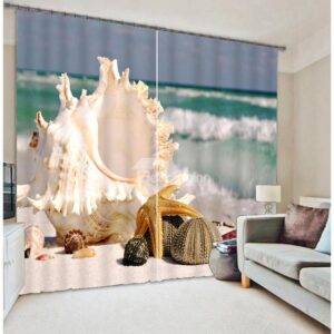 3D Seaside Starfish Print Two Panels Blackout Curtain