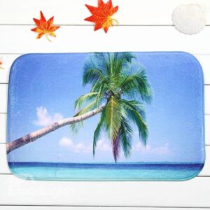 Wonderful Palm Tree At Sea Coral Velvet Anti-Slipping Doormat
