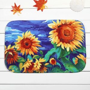 Creative Sunflower Painting Coral Velvet Anti-Slipping Doormat
