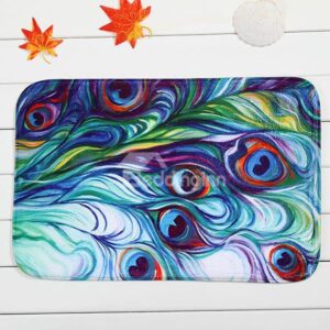 Beautiful Peacock Feather Coral Velvet Anti-Slipping Doormat