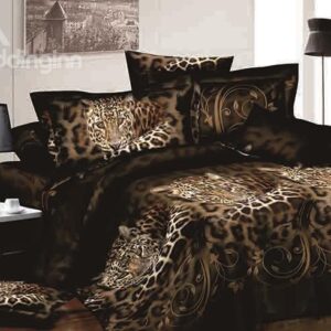 Stylish Vigorous Leopard Design 4-Piece Duvet Cover Sets