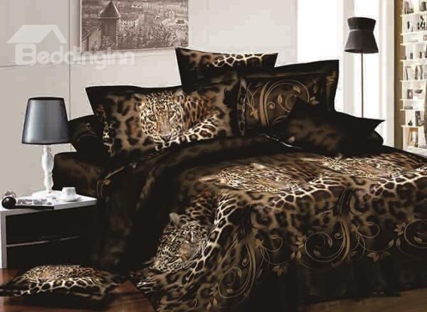 Stylish Vigorous Leopard Design 4-Piece Duvet Cover Sets