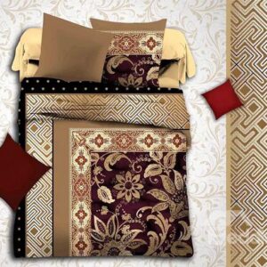 European Jacquard Design Brown Polyester 4-Piece Duvet Cover Sets