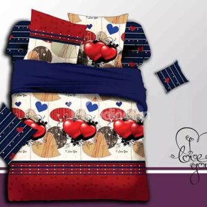 Sweet Fancy Heart Print 4-Piece Polyester Duvet Cover Sets