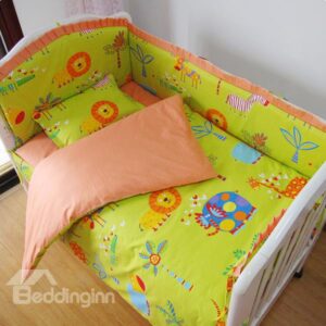 Animal Kingdom Baby Green Forest Theme Crib Bedding Set