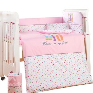 Lovely Bird and Small Animal Pattern 7-Piece Crib Bedding Set