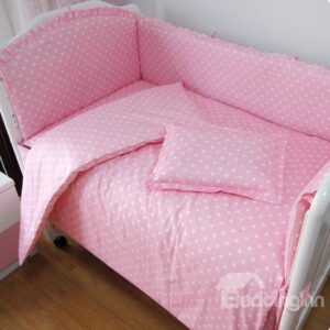 Baby Pink Polka Dot Pattern Crib Bedding Set
