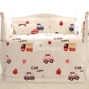High Quality Happy Cars Pattern Baby Crib Bedding Set