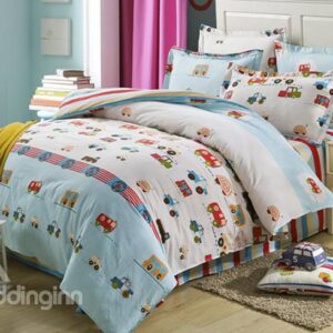 100% Cotton Cars Pattern Kids 3-Piece Duvet Cover Set