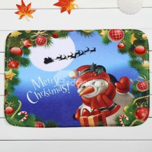 Festival Christmas Theme Snowman with Gifts Coral Velvet Anti-Slipping Doormat