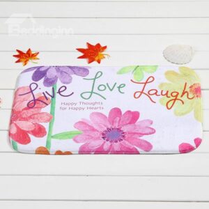 Inspiring Letters Live Love Laugh Floral Coral Velvet Anti-Slipping Doormat