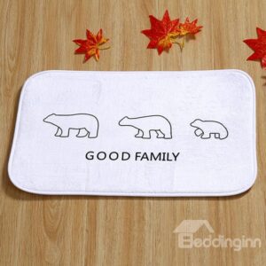 Cartoon The Bear Family Coral Velvet Anti-Slipping Doormat