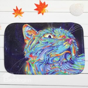 Creative Abstract Colorful Cat Coral Velvet Anti-Slipping Doormat