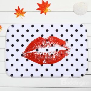 Creative Red Lips and Dots Coral Velvet Anti-Slipping Doormat