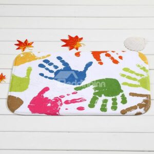 Creative Colorful Palm Prints Coral Velvet Anti-Slipping Doormat