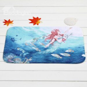 Wonderful Mermaid Pattern Coral Velvet Anti-Slipping Doormat