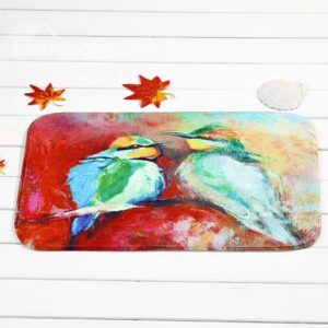 Painting Style Two Birds Coral Velvet Anti-Slipping Doormat