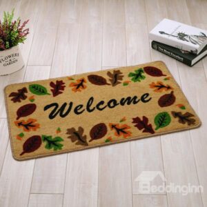 Best Selling Leaves and Welcome Letters Anti-slipping Doormat