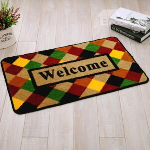 Popular Welcome Mat and Checkered Background Anti-Slipping Doormat