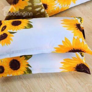 Bright Sunflowers Design Cotton 2-Piece Pillow Cases