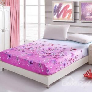 Pretty Flowers Print Cotton Pink Fitted Sheet