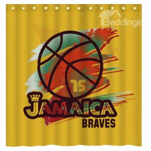 Fashion Basketball Pattern Yellow 3D Shower Curtain
