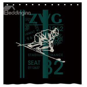 Unique Cool Boy Skiing Pattern 3D Shower Curtain