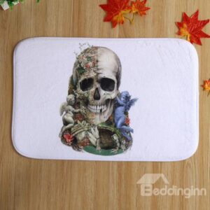 Unique Skull and Angels Coral Velvet Anti-Slipping Doormat