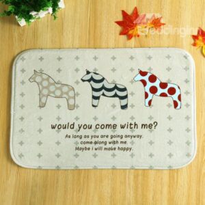 Cartoon Three Horses and Letters Coral Velvet Anti-Slipping Doormat