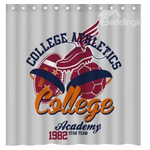 Modern College Athletics Soccer and Football Print 3D Shower Curtain