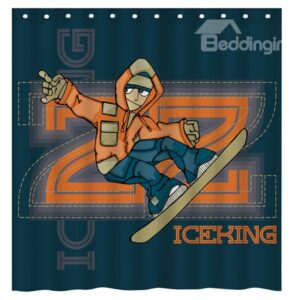 Fashion Cool Boy Skateboarding 3D Shower Curtain
