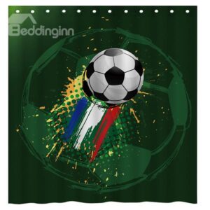 Creative Football and Doodle Pattern Dark Green 3D Shower Curtain