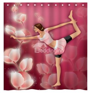 Fantasy Graceful Yoga Girl and Flower 3D Shower Curtain