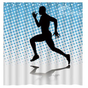 Unique Running Man and Blue Dots 3D Shower Curtain