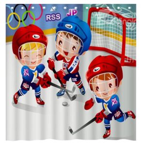 Super Lovely Little Ice Hockey Boys 3D Shower Curtain