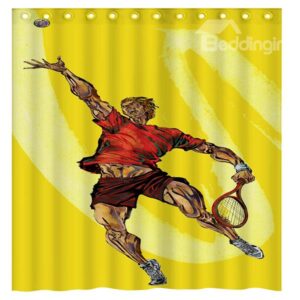 Creative Sports Style Playing Tennis Man Yellow 3D Shower Curtain
