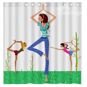 Fashion Concise Beautiful Yoga Girls 3D Shower Curtain