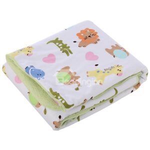 High Quality Green Zoo Animals Print Baby Blanket