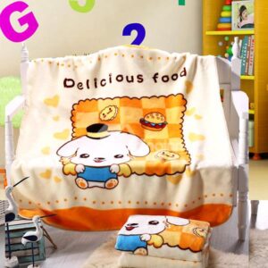 Cute Dog and Delicious Food Print Baby Blanket