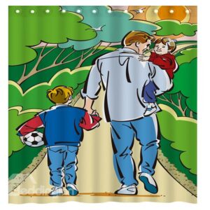 Happy Warm Daddy and Kids 3D Shower Curtain