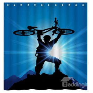 Modern Fashion Man and Bicycle 3D Shower Curtain
